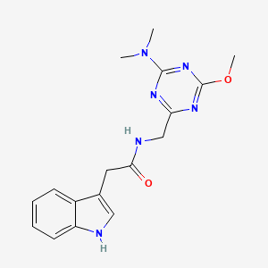 N-((4-(dimethylamino)-6-methoxy-1,3,5-triazin-2-yl)methyl)-2-(1H-indol-3-yl)acetamide