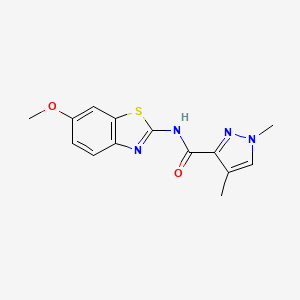 molecular formula C14H14N4O2S B2480758 N-(6-metoxi benzo[d]tiazol-2-il)-1,4-dimetil-1H-pirazol-3-carboxamida CAS No. 1203362-26-8