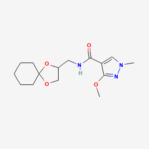 molecular formula C15H23N3O4 B2480779 N-(1,4-二氧杂螺[4.5]癸烷-2-基甲基)-3-甲氧基-1-甲基-1H-吡唑-4-甲酰胺 CAS No. 1211766-71-0