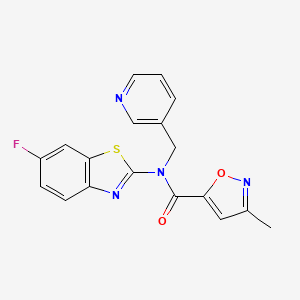 molecular formula C18H13FN4O2S B2480787 N-(6-fluorobenzo[d]thiazol-2-yl)-3-methyl-N-(pyridin-3-ylmethyl)isoxazole-5-carboxamide CAS No. 946317-61-9