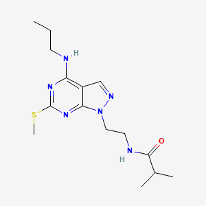 molecular formula C15H24N6OS B2480788 N-(2-(6-(甲硫基)-4-(丙基氨基)-1H-嘧唑并[3,4-d]嘧啶-1-基)乙基)异丁酰胺 CAS No. 946363-83-3