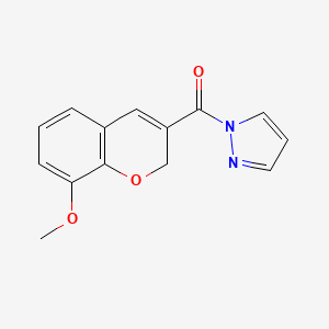 molecular formula C14H12N2O3 B2480796 (8-甲氧基-2H-色烯-3-基)(1H-吡唑-1-基)甲酮 CAS No. 318469-32-8