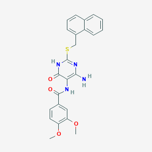 N-(4-amino-2-((naphthalen-1-ylmethyl)thio)-6-oxo-1,6-dihydropyrimidin-5-yl)-3,4-dimethoxybenzamide