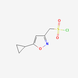 molecular formula C7H8ClNO3S B2480810 (5-Cyclopropyl-1,2-oxazol-3-yl)methanesulfonyl chloride CAS No. 2138023-72-8