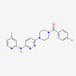 molecular formula C21H21ClN6O B2480811 (4-Chlorophenyl)(4-(6-((4-methylpyridin-2-yl)amino)pyridazin-3-yl)piperazin-1-yl)methanone CAS No. 1021138-17-9