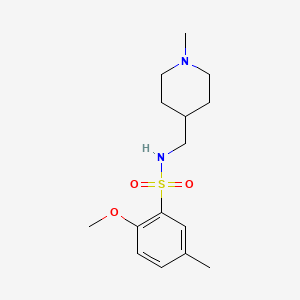 molecular formula C15H24N2O3S B2480812 2-甲氧基-5-甲基-N-((1-甲基哌啶-4-基)甲基)苯磺酰胺 CAS No. 953207-08-4