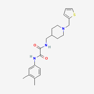 molecular formula C21H27N3O2S B2480816 N1-(3,4-dimethylphenyl)-N2-((1-(thiophen-2-ylmethyl)piperidin-4-yl)methyl)oxalamide CAS No. 953206-65-0