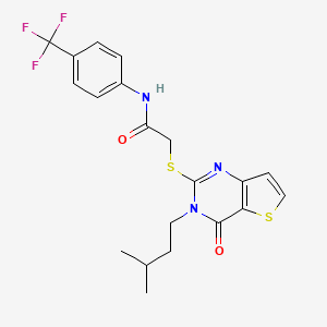 molecular formula C20H20F3N3O2S2 B2480818 2-{[3-(3-methylbutyl)-4-oxo-3,4-dihydrothieno[3,2-d]pyrimidin-2-yl]sulfanyl}-N-[4-(trifluoromethyl)phenyl]acetamide CAS No. 1252864-27-9