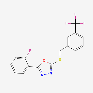 2-(2-Fluorophenyl)-5-((3-(trifluoromethyl)benzyl)thio)-1,3,4-oxadiazole