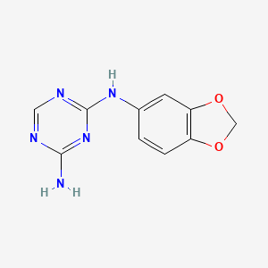 molecular formula C10H9N5O2 B2480826 N-(4-Amino-1,3,5-triazin-2-yl)-N-(1,3-benzodioxol-5-yl)amine CAS No. 333735-71-0