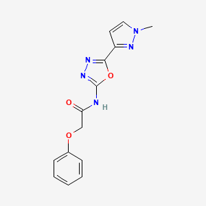 molecular formula C14H13N5O3 B2480829 N-(5-(1-methyl-1H-pyrazol-3-yl)-1,3,4-oxadiazol-2-yl)-2-phenoxyacetamide CAS No. 1210345-03-1