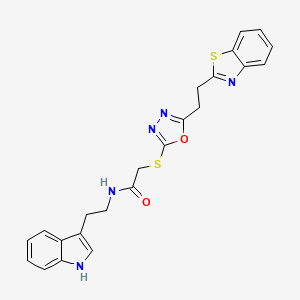 N-(2-(1H-indol-3-yl)ethyl)-2-((5-(2-(benzo[d]thiazol-2-yl)ethyl)-1,3,4-oxadiazol-2-yl)thio)acetamide