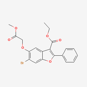 molecular formula C20H17BrO6 B2480844 Ethyl 6-bromo-5-(2-methoxy-2-oxoethoxy)-2-phenyl-1-benzofuran-3-carboxylate CAS No. 315237-33-3