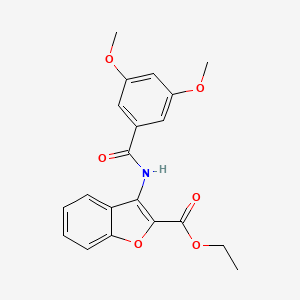 molecular formula C20H19NO6 B2480847 Ethyl 3-[(3,5-dimethoxybenzoyl)amino]-1-benzofuran-2-carboxylate CAS No. 477499-75-5