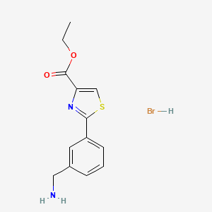 molecular formula C13H15BrN2O2S B2480856 Ethyl 2-[3-(aminomethyl)phenyl]-1,3-thiazole-4-carboxylate hydrobromide CAS No. 1798732-59-8