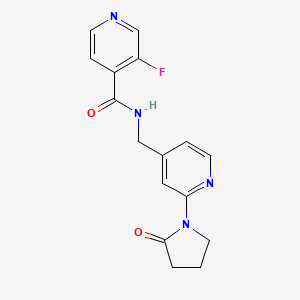 molecular formula C16H15FN4O2 B2480864 3-fluoro-N-((2-(2-oxopyrrolidin-1-yl)pyridin-4-yl)methyl)isonicotinamide CAS No. 2034568-26-6