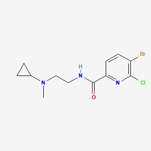 molecular formula C12H15BrClN3O B2480866 5-Bromo-6-chloro-N-[2-[cyclopropyl(methyl)amino]ethyl]pyridine-2-carboxamide CAS No. 2248829-65-2