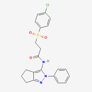 3-(4-chlorobenzenesulfonyl)-N-{2-phenyl-2H,4H,5H,6H-cyclopenta[c]pyrazol-3-yl}propanamide