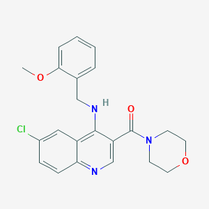 molecular formula C22H22ClN3O3 B2480881 {6-Chloro-4-[(2-methoxybenzyl)amino]quinolin-3-yl}(morpholin-4-yl)methanone CAS No. 1326895-96-8