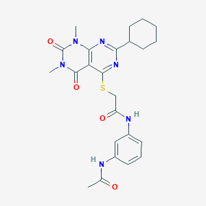 N-(3-acetamidophenyl)-2-((2-cyclohexyl-6,8-dimethyl-5,7-dioxo-5,6,7,8-tetrahydropyrimido[4,5-d]pyrimidin-4-yl)thio)acetamide