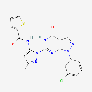 N-(1-(1-(3-chlorophenyl)-4-oxo-4,5-dihydro-1H-pyrazolo[3,4-d]pyrimidin-6-yl)-3-methyl-1H-pyrazol-5-yl)thiophene-2-carboxamide