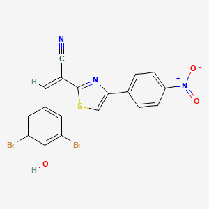 molecular formula C18H9Br2N3O3S B2480910 (Z)-3-(3,5-dibromo-4-hydroxyphenyl)-2-(4-(4-nitrophenyl)thiazol-2-yl)acrylonitrile CAS No. 476673-86-6