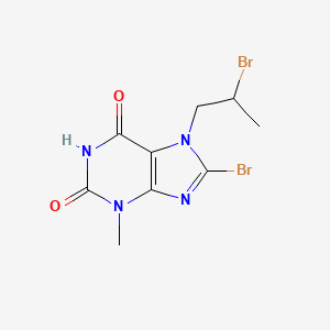 molecular formula C9H10Br2N4O2 B2480912 8-Bromo-7-(2-bromopropyl)-3-methyl-1,3,7-trihydropurine-2,6-dione CAS No. 886886-62-0