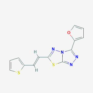 molecular formula C13H8N4OS2 B2480920 (E)-3-(furan-2-yl)-6-(2-(thiophen-2-yl)vinyl)-[1,2,4]triazolo[3,4-b][1,3,4]thiadiazole CAS No. 831247-36-0