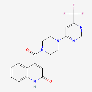 molecular formula C19H16F3N5O2 B2480924 (2-Hydroxyquinolin-4-yl)(4-(6-(trifluoromethyl)pyrimidin-4-yl)piperazin-1-yl)methanone CAS No. 2034342-89-5