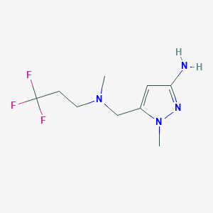 molecular formula C9H15F3N4 B2480926 1-methyl-5-{[methyl(3,3,3-trifluoropropyl)amino]methyl}-1H-pyrazol-3-amine CAS No. 1856019-13-0