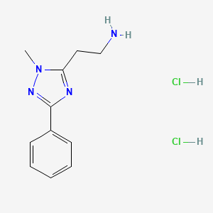 molecular formula C11H16Cl2N4 B2480927 2-(1-methyl-3-phenyl-1H-1,2,4-triazol-5-yl)ethan-1-amine dihydrochloride CAS No. 1427378-77-5