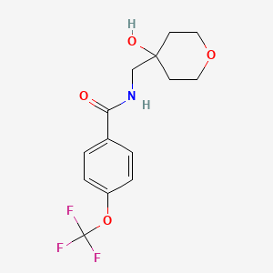 molecular formula C14H16F3NO4 B2480929 N-[(4-ヒドロキシオキサン-4-イル)メチル]-4-(トリフルオロメトキシ)ベンズアミド CAS No. 1396861-11-2