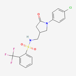N-((1-(4-chlorophenyl)-5-oxopyrrolidin-3-yl)methyl)-2-(trifluoromethyl)benzenesulfonamide