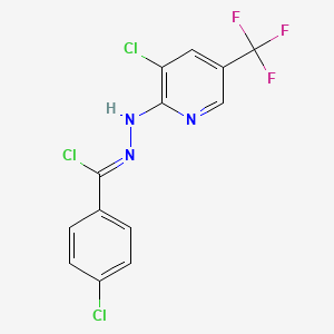 molecular formula C13H7Cl3F3N3 B2480933 (Z)-4-氯-N-[3-氯-5-(三氟甲基)吡啶-2-基]苯-1-碳酰肼酰氯 CAS No. 338795-18-9