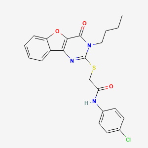 molecular formula C22H20ClN3O3S B2480941 2-[(3-丁基-4-氧代-3,4-二氢[1]苯并呋喃[3,2-d]嘧啶-2-基)硫代]-N-(4-氯苯基)乙酰胺 CAS No. 899940-94-4