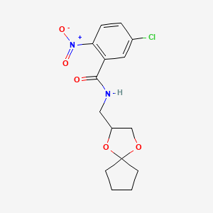 molecular formula C15H17ClN2O5 B2480946 N-(1,4-dioxaspiro[4.4]nonan-2-ylmethyl)-5-chloro-2-nitrobenzamide CAS No. 923233-22-1