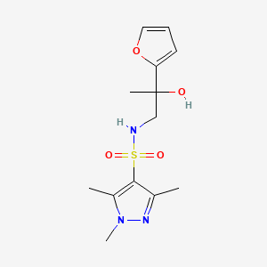 molecular formula C13H19N3O4S B2480954 N-(2-(furan-2-yl)-2-hydroxypropyl)-1,3,5-trimethyl-1H-pyrazole-4-sulfonamide CAS No. 1448058-48-7