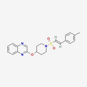 molecular formula C22H23N3O3S B2480959 (E)-2-((1-((4-甲基芳基烯基)磺酰基)哌啶-4-基)氧基)喹喔啉 CAS No. 1706511-89-8