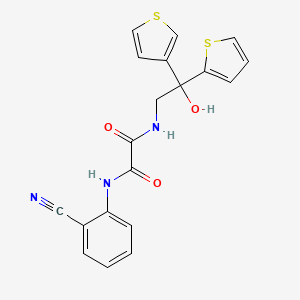 molecular formula C19H15N3O3S2 B2480975 N1-(2-cyanophenyl)-N2-(2-hydroxy-2-(thiophen-2-yl)-2-(thiophen-3-yl)ethyl)oxalamide CAS No. 2034329-20-7