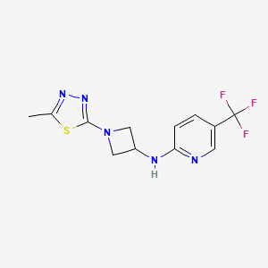 molecular formula C12H12F3N5S B2480978 N-[1-(5-Methyl-1,3,4-thiadiazol-2-yl)azetidin-3-yl]-5-(trifluoromethyl)pyridin-2-amine CAS No. 2415502-63-3