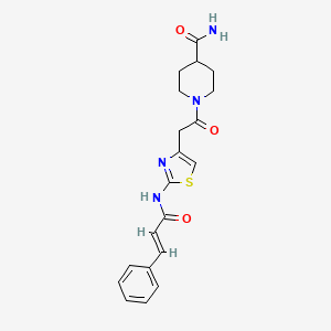 (E)-1-(2-(2-cinnamamidothiazol-4-yl)acetyl)piperidine-4-carboxamide