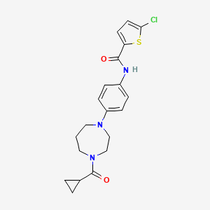 molecular formula C20H22ClN3O2S B2480984 5-chloro-N-(4-(4-(cyclopropanecarbonyl)-1,4-diazepan-1-yl)phenyl)thiophene-2-carboxamide CAS No. 1207029-45-5