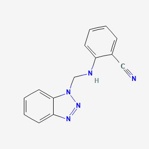 molecular formula C14H11N5 B2480989 2-((1H-1,2,3-benzotriazol-1-ylmethyl)amino)benzenecarbonitrile CAS No. 298217-94-4