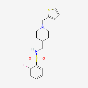 2-fluoro-N-((1-(thiophen-2-ylmethyl)piperidin-4-yl)methyl)benzenesulfonamide