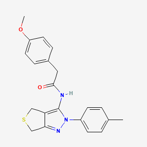 molecular formula C21H21N3O2S B2481004 2-(4-methoxyphenyl)-N-(2-(p-tolyl)-4,6-dihydro-2H-thieno[3,4-c]pyrazol-3-yl)acetamide CAS No. 396724-43-9
