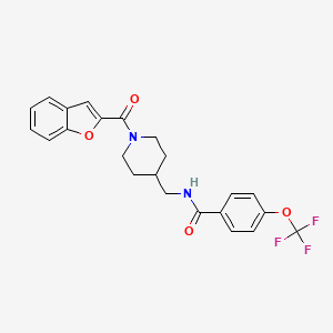 molecular formula C23H21F3N2O4 B2481007 N-((1-(benzofuran-2-carbonyl)piperidin-4-yl)methyl)-4-(trifluoromethoxy)benzamide CAS No. 1396860-09-5