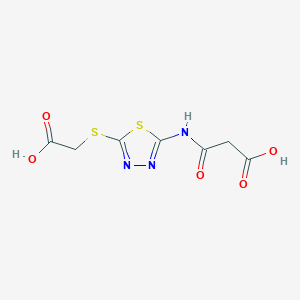 3-({5-[(2-Hydroxy-2-oxoethyl)sulfanyl]-1,3,4-thiadiazol-2-yl}amino)-3-oxopropanoic acid