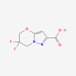 molecular formula C7H6F2N2O3 B2481015 6,6-Difluoro-6,7-dihydro-5H-pyrazolo[5,1-b][1,3]oxazine-2-carboxylic acid CAS No. 1936561-24-8