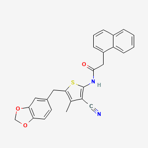 molecular formula C26H20N2O3S B2481032 N-[5-(1,3-benzodioxol-5-ylmethyl)-3-cyano-4-methylthiophen-2-yl]-2-naphthalen-1-ylacetamide CAS No. 476367-79-0