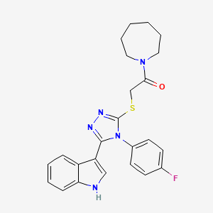 molecular formula C24H24FN5OS B2481033 1-(azepan-1-yl)-2-((4-(4-fluorophenyl)-5-(1H-indol-3-yl)-4H-1,2,4-triazol-3-yl)thio)ethanone CAS No. 946276-19-3